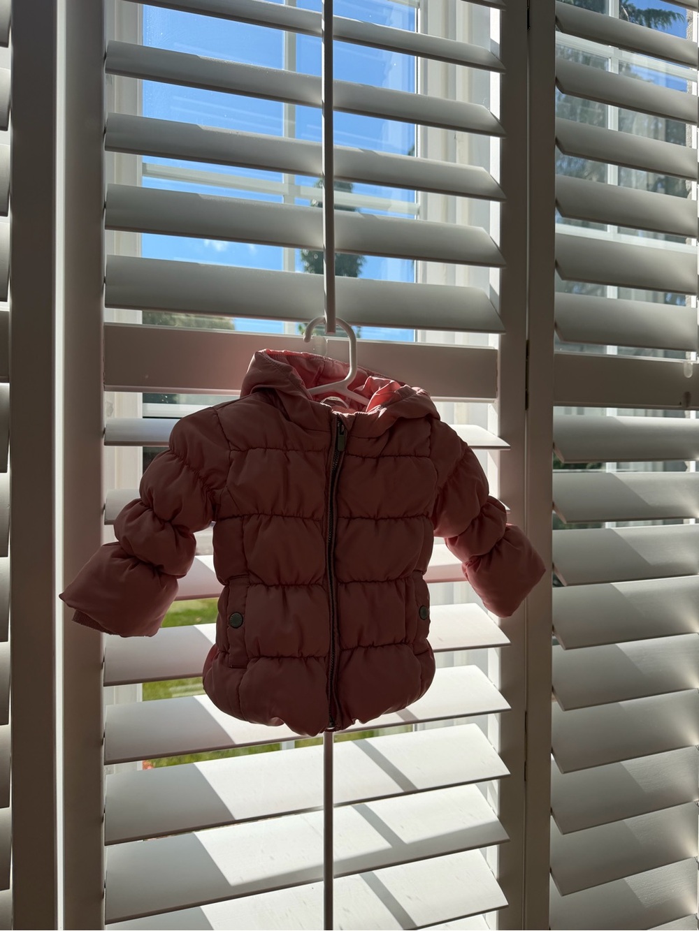 Zara Dusty Pink Quilted Hooded Puffer Jacket